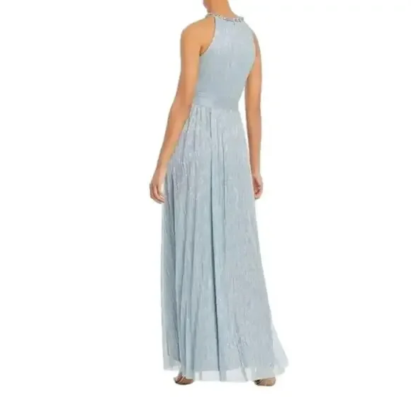 Eliza J Women's Gown Formal Shimmering Cutout Halter Dress Blue Size 6 NWT - Picture 7 of 7